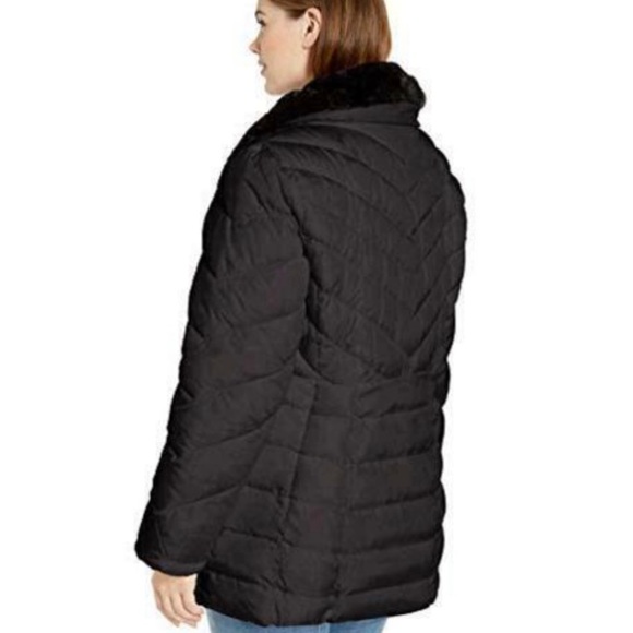 Big Chill Black Puffer Faux Fur Collar Plus Zipper Closure Coat NWT - Picture 3 of 11
